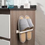 Home Kitchen Hanging Rack Hole-Free Bathroom Organizer Shelf with Door Hooks Wall-Mounted Slipper Rack for Storage